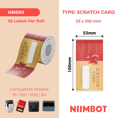NIIMBOT - B Range - 53x100mm - Gift Scratch Card - 55 Labels