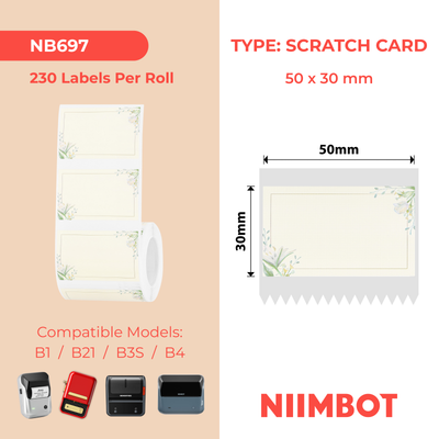 NIIMBOT - B Range - 50x30mm - Plain Paper With Flowers - 230 Labels