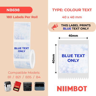 NIIMBOT - B Range - 40x40mm - Blue Text Journal Style - 180 Labels