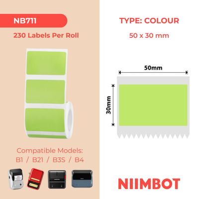 NB711 - NIIMBOT - B1 / B21 / B3S / B4 - 50X30MM - 230 TENDER GREEN LABELS