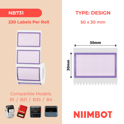 NIIMBOT - B Range - 50x30mm - Purple Border - 230 Labels