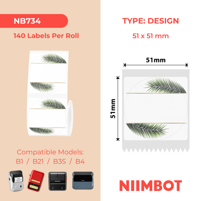 NB734 - NIIMBOT - B1 / B21 / B3S / B4 - 51X51MM - 140 LEAF ROUND LABELS