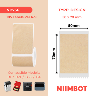 NIIMBOT - B Range - 50x70mm - Kraft - 105 Labels