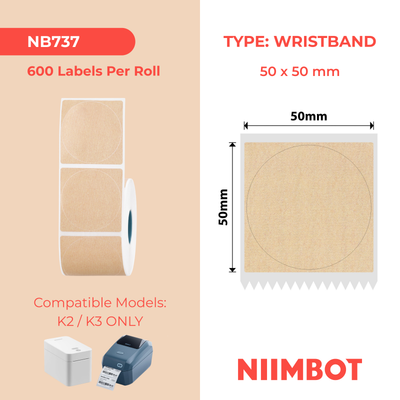 NB737 - NIIMBOT - K2 / K3 - 50X50MM - 600 KRAFT ROUND LABELS