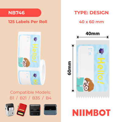 NB746 - NIIMBOT - B1 / B21 / B3S / B4 - 40X60MM - 125 FUTURE STAR LABELS