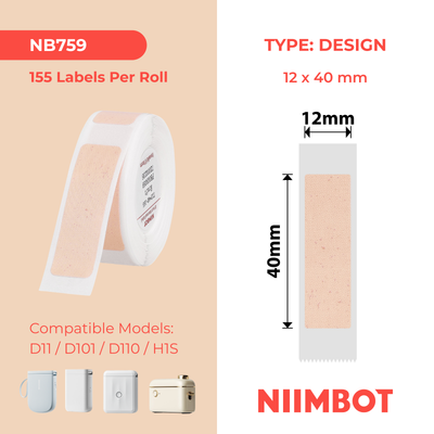 NB759 - NIIMBOT - D11 / D101 / D110 / H1S - 12X40MM - 155 KRAFT LABELS