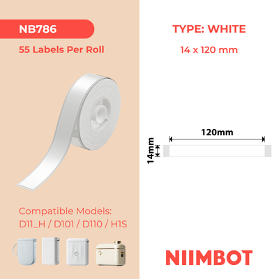 NIIMBOT - D Range - 14x120mm - White - 55 Labels