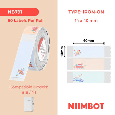 NIIMBOT - N1 - 14x40mm - Iron On Cartoon Patterns - 60 Labels - CN