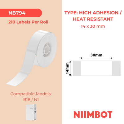 NIIMBOT - N1 - 14x30mm - White High Adhesion - 210 Labels