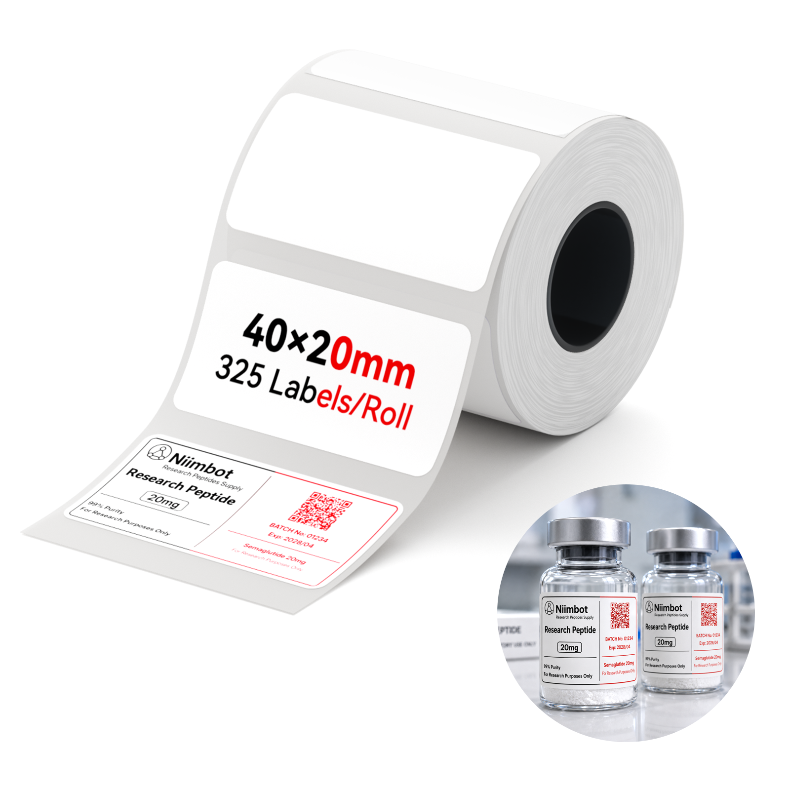 NB809 - Niimbot - M2 / M3 - 40x20mm - 325 White Labels