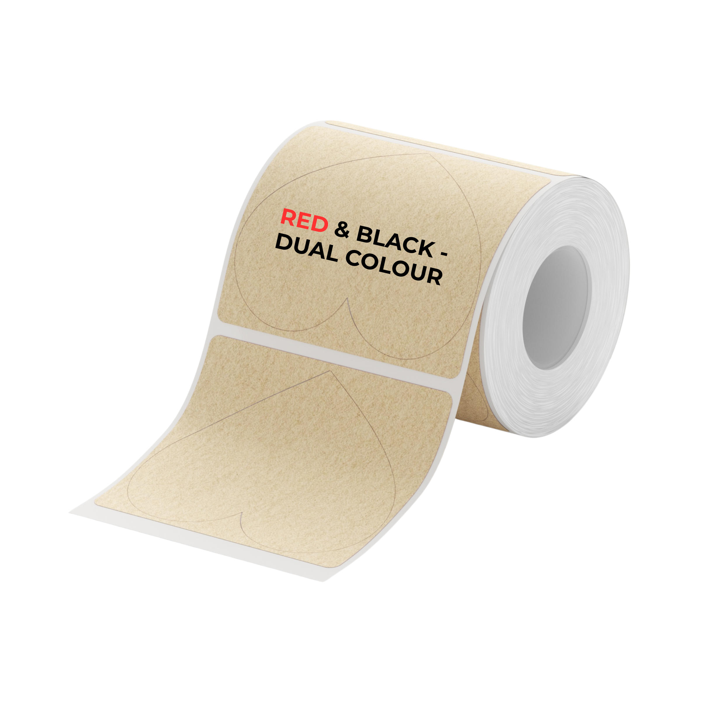NIIMBOT - B Pro Range - 50x43mm - Kraft Heart Shape - Dual Colour - Red & Black Text - 165 Labels