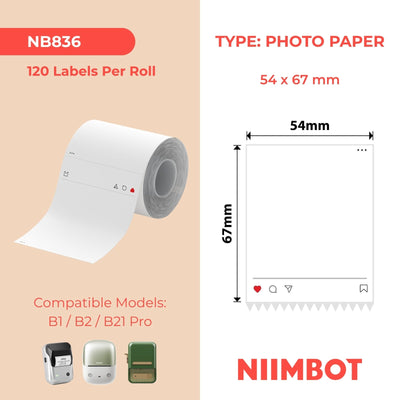 NIIMBOT - B Pro Range - 54x67mm - Greyscale Photo Paper - Sns - 120 Labels