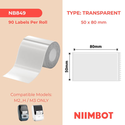 NIIMBOT - M Range - 50x80mm - Transparent - 90 Labels
