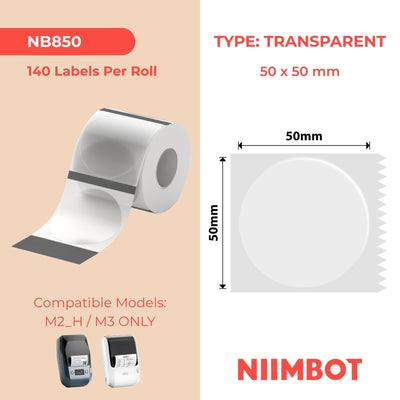 NIIMBOT - M Range - 50x50mm - Transparent Round - 140 Labels