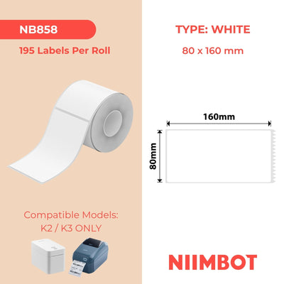NIIMBOT - K Range - 80x160mm - White - 195 Labels