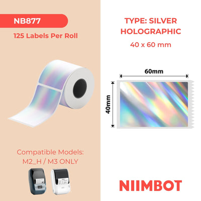 NIIMBOT - M Range - 40x60mm - Silver Holographic Laser - 125 Labels