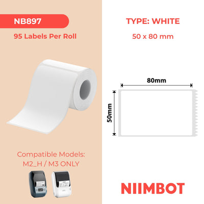 NIIMBOT - M Range - 50x80mm - White - 95 Labels