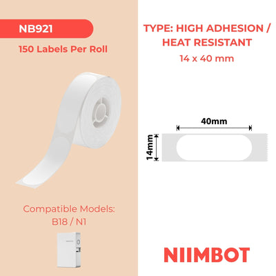 NIIMBOT - N1 - 14x40mm - White Dishwasher High Temperature - 150 Labels