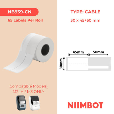 NIIMBOT - M Range - 30x45+50mm - White Cable - 65 Labels - CN