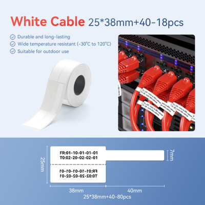 NIIMBOT - M Range - 25x38+40mm - White Cable - 80 Labels