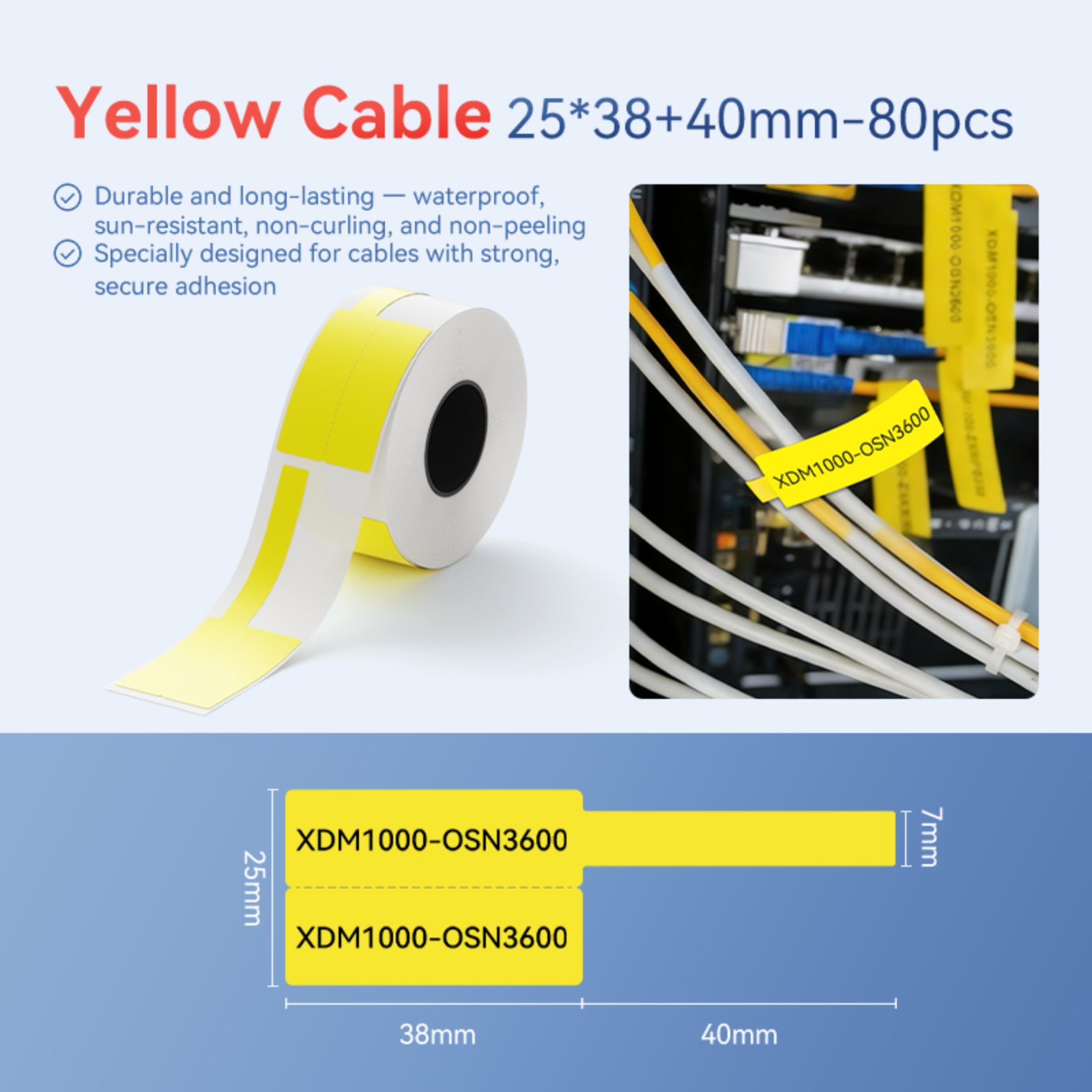 NIIMBOT - M Range - 25x38+40mm - Yellow Cable - 80 Labels