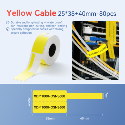 NIIMBOT - M Range - 25x38+40mm - Yellow Cable - 80 Labels