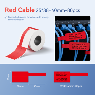 NIIMBOT - M Range - 25x38+40mm - Red Cable - 80 Labels - CN