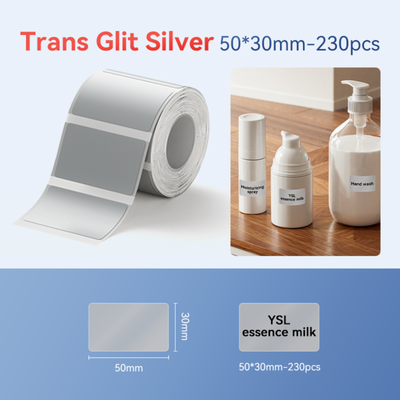 NIIMBOT - B Range - 50x30mm - Silver Glitter Transparent - 230 Labels