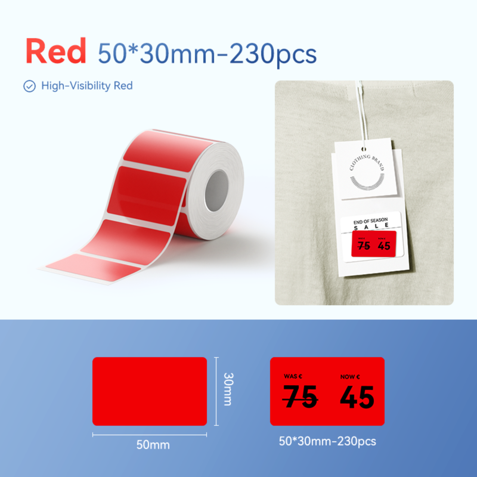 NIIMBOT - B Range - 50x30mm - Red - 230 Labels