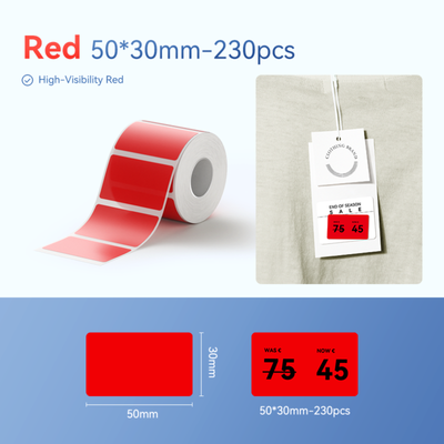 NIIMBOT - B Range - 50x30mm - Red - 230 Labels