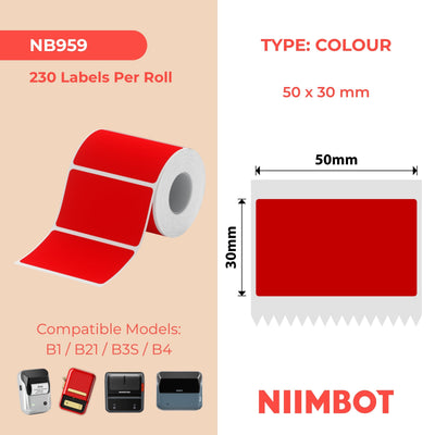 NIIMBOT - B Range - 50x30mm - Red - 230 Labels
