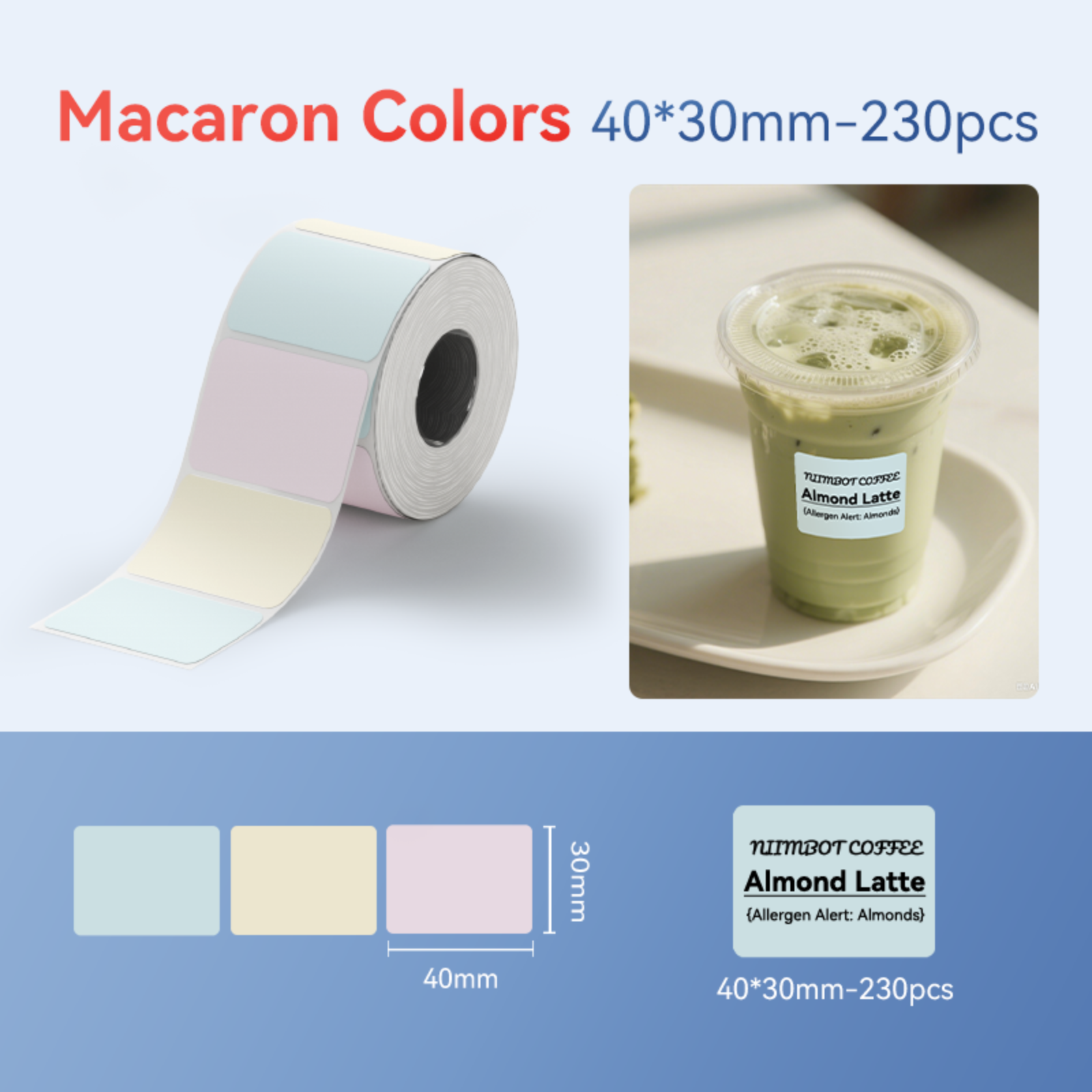 NIIMBOT - B Range - 40x30mm - Macaron Colour - 230 Labels - CN