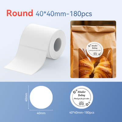 NIIMBOT - B Range - 40x40mm - White Round - 180 Labels