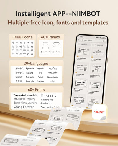 NB607 - NIIMBOT - B21_PRO - 300DPI - PORTABLE THERMAL LABEL BLUETOOTH PRINTER INCL FREE LABEL ROLL (50X30MM)