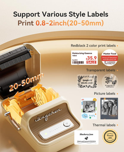 NIIMBOT - B21_PRO - 300DPI - PORTABLE THERMAL LABEL BLUETOOTH PRINTER WITH FREE LABEL ROLL - 50*30MM - WHITE
