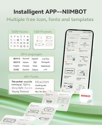 NB607 - NIIMBOT - B21_PRO - 300DPI - PORTABLE THERMAL LABEL BLUETOOTH PRINTER INCL FREE LABEL ROLL (50X30MM)