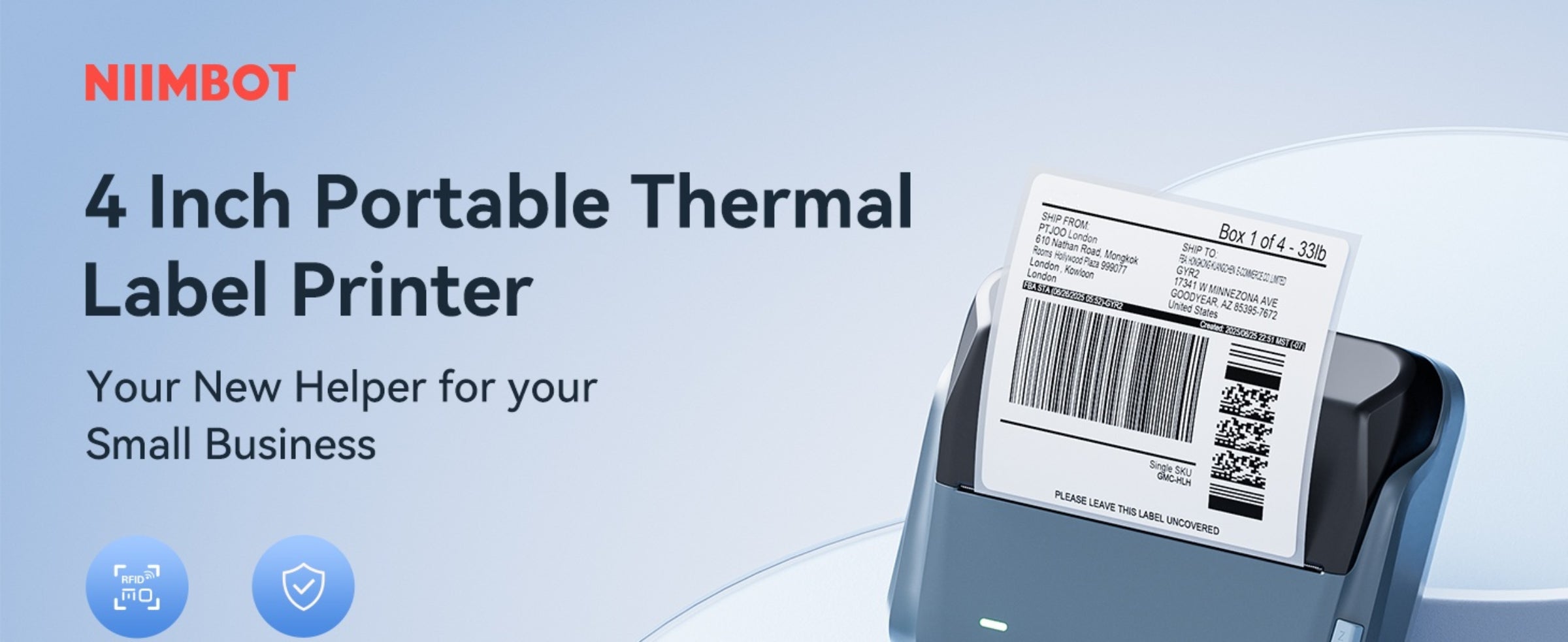 NB609 - NIIMBOT - B4 - BLUETOOTH SHIPPING THERMAL LABEL PRINTER WITH FREE ROLL – LAKE BLUE 🌊
