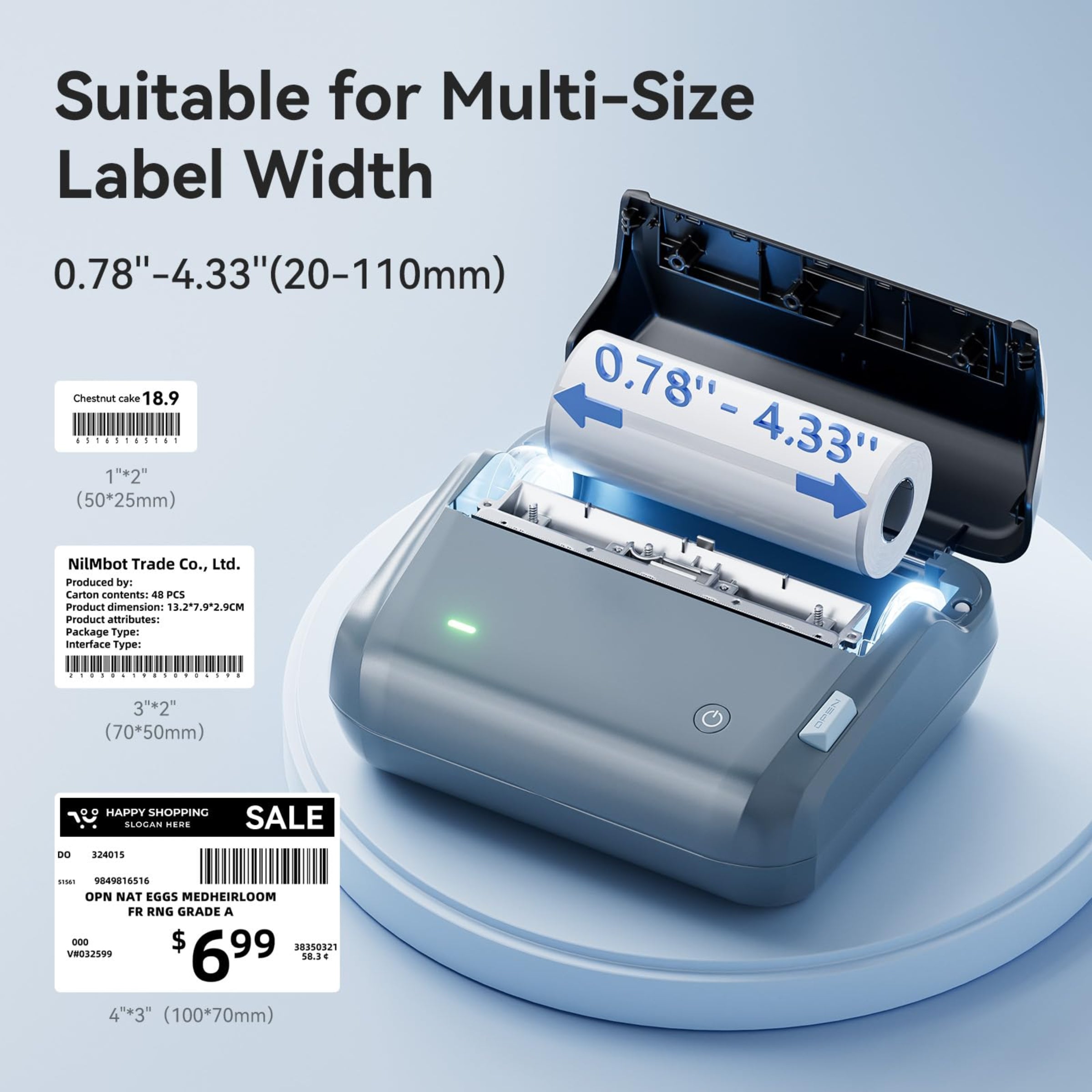 NB609 - NIIMBOT - B4 - BLUETOOTH SHIPPING THERMAL LABEL PRINTER WITH FREE ROLL – LAKE BLUE 🌊