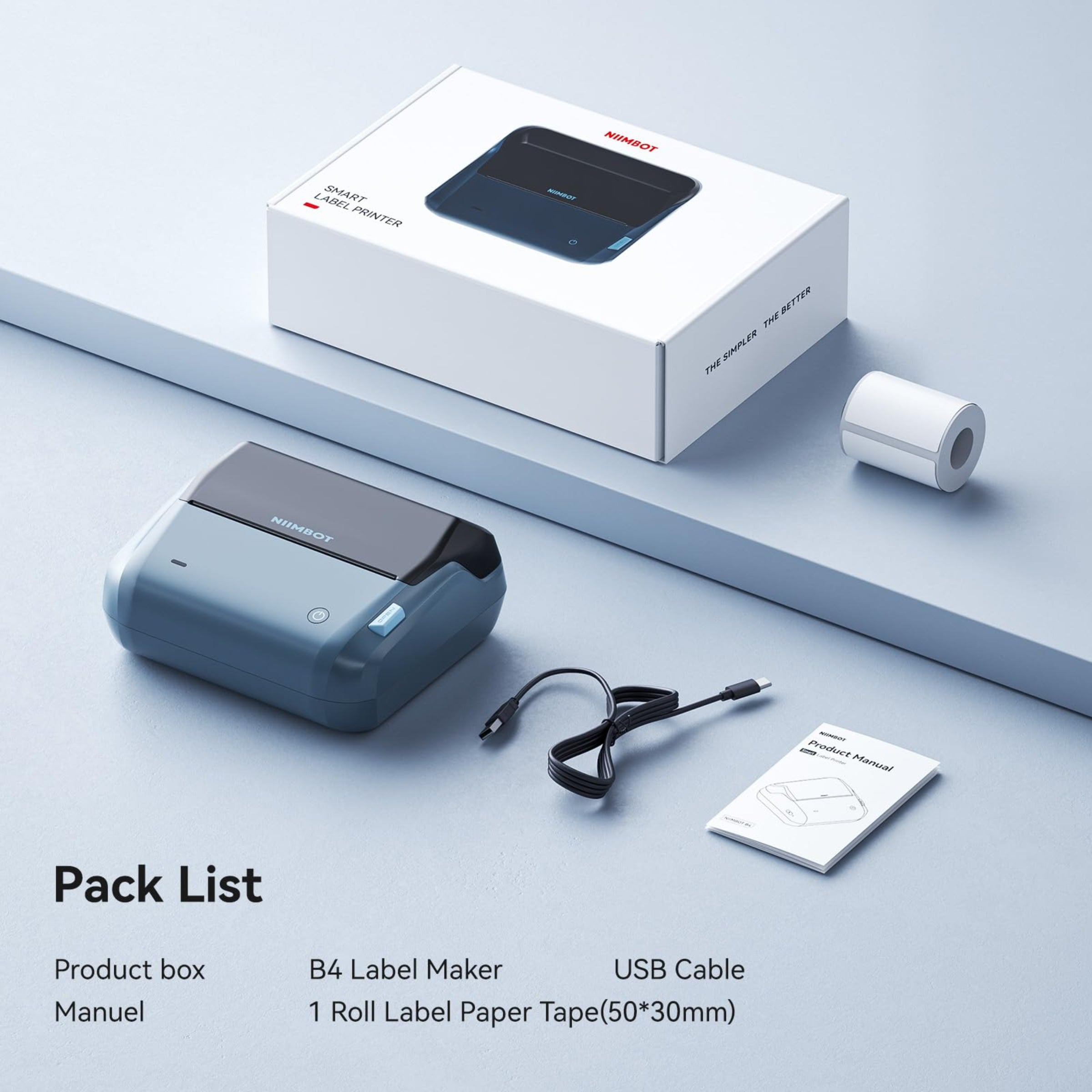NB609 - NIIMBOT - B4 - BLUETOOTH SHIPPING THERMAL LABEL PRINTER WITH FREE ROLL – LAKE BLUE 🌊