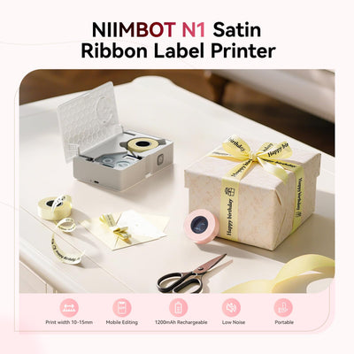NB624 - NIIMBOT - N1 - BLUETOOTH SATIN RIBBON & LABEL PRINTER KIT INCL BOTH SETS - BEIGE