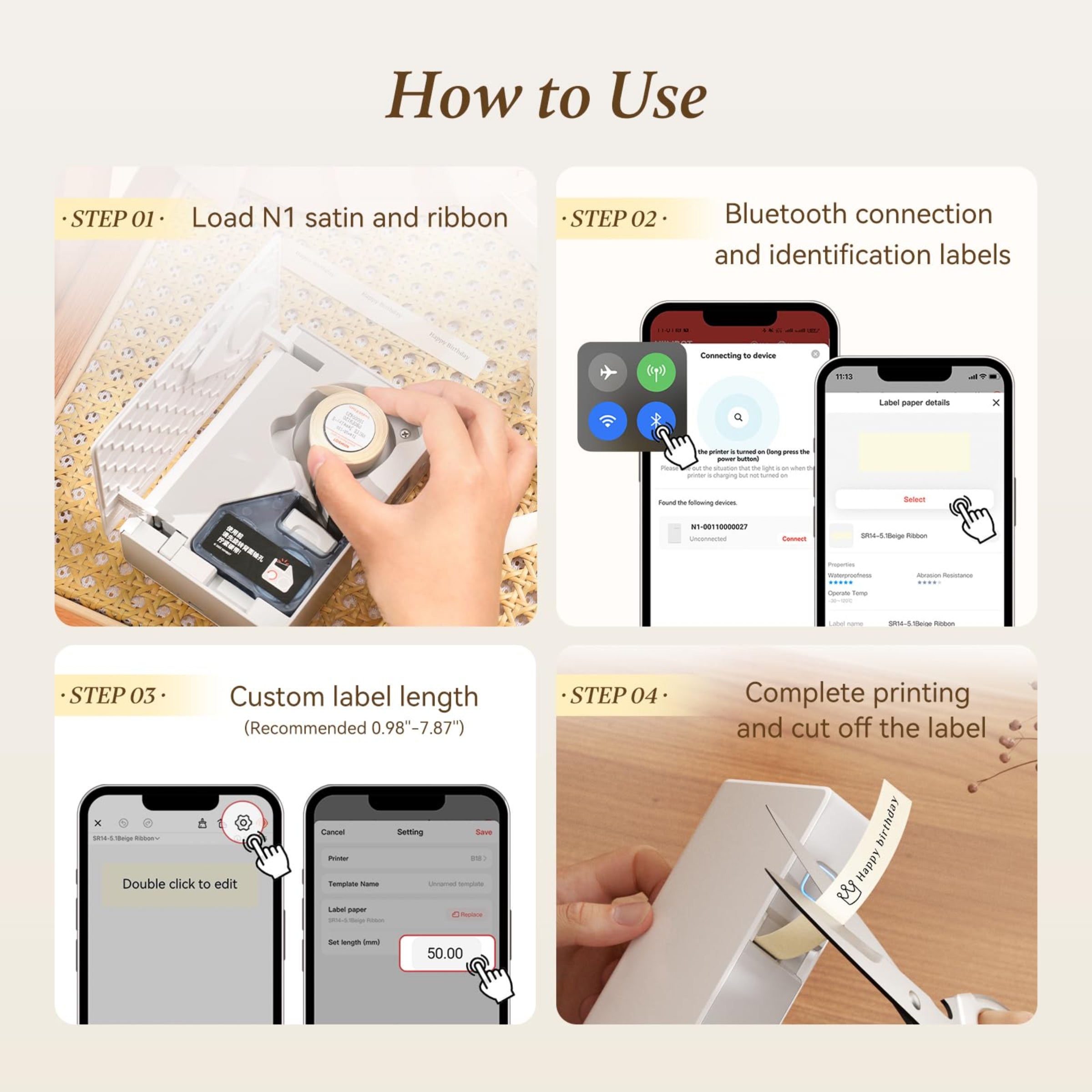 NB624 - NIIMBOT - N1 - BLUETOOTH SATIN RIBBON & LABEL PRINTER KIT INCLUDES BOTH SETS