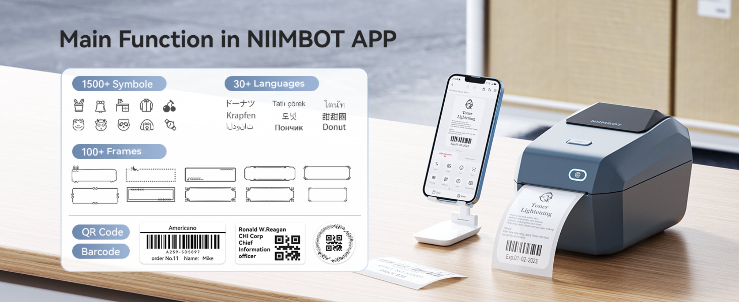 NIIMBOT - K3_W - THERMAL BUSINESS BLUETOOTH & WIFI LABEL PRINTER - INCLUDING 50*30MM LABEL ROLL WITH 900 LABELS