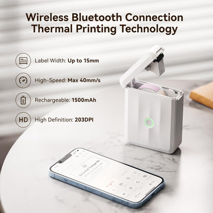 NIIMBOT - D110_M - PORTABLE BLUETOOTH LABEL PRINTER INCLUDING FREE LABEL ROLL (12*40MM - WHITE)