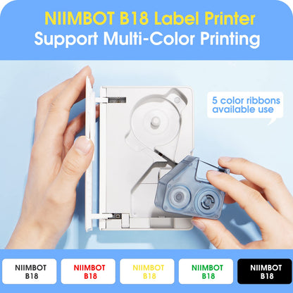 NB382 - NIIMBOT - B18 - BLUETOOTH THERMAL TRANSFER LABEL PRINTER INCL FREE LABEL & RIBBON (14*50MM - WHITE)