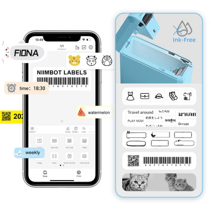NB120 - NIIMBOT - D110 - PORTABLE LABEL BLUETOOTH PRINTER INCLUDING FREE LABEL ROLL (15*30MM - WHITE)
