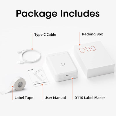 NB120 - NIIMBOT - D110 - DRAAGBARE ETIKET BLUETOOTH-DRUKKER INSLUITEND GRATIS ETIKETROL (15*30MM - WIT)