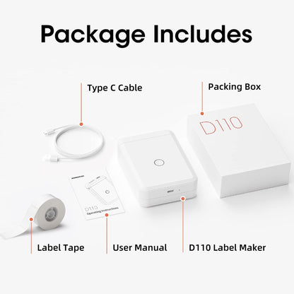 NB120 - NIIMBOT - D110 - PORTABLE LABEL BLUETOOTH PRINTER INCLUDING FREE LABEL ROLL (15*30MM - WHITE)