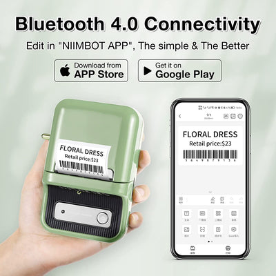 NB109 - NIIMBOT - B21 - PORTABLE THERMAL LABEL BLUETOOTH PRINTER INCLUDING FREE LABEL (50*30MM - WHITE)