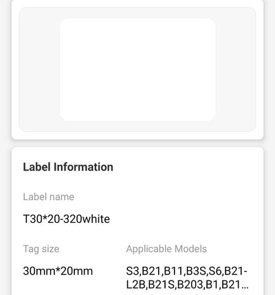 NB110 - NIIMBOT - B1 / B21 / B3S - T30*20MM - 320 ETIKETTE PER ROL - WIT