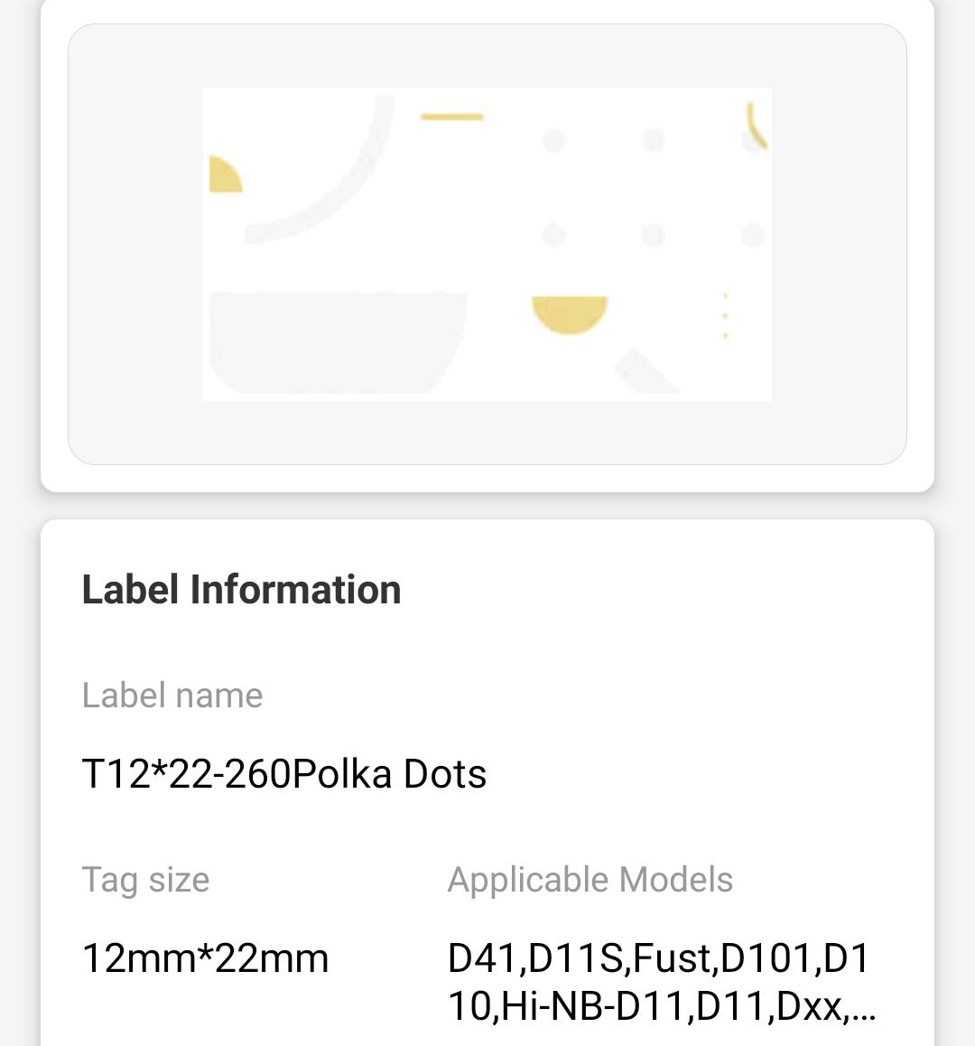 NB122 - NIIMBOT - D11 / D101 / D110 - 12*22MM - 260 AMALEBELE OKUTHETHAYO - AMACHASHAZA E-POLKA